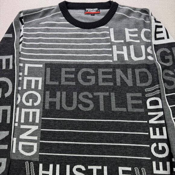 Diamond Stash Sweater Mens L Legend Hustle Crewneck Pullover Long Sleeves - Picture 2 of 7